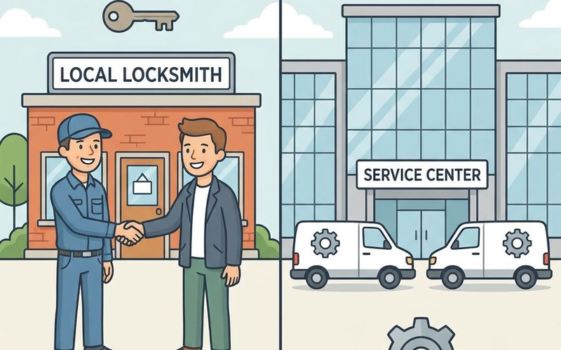 Comparison between local locksmith and national call center operator